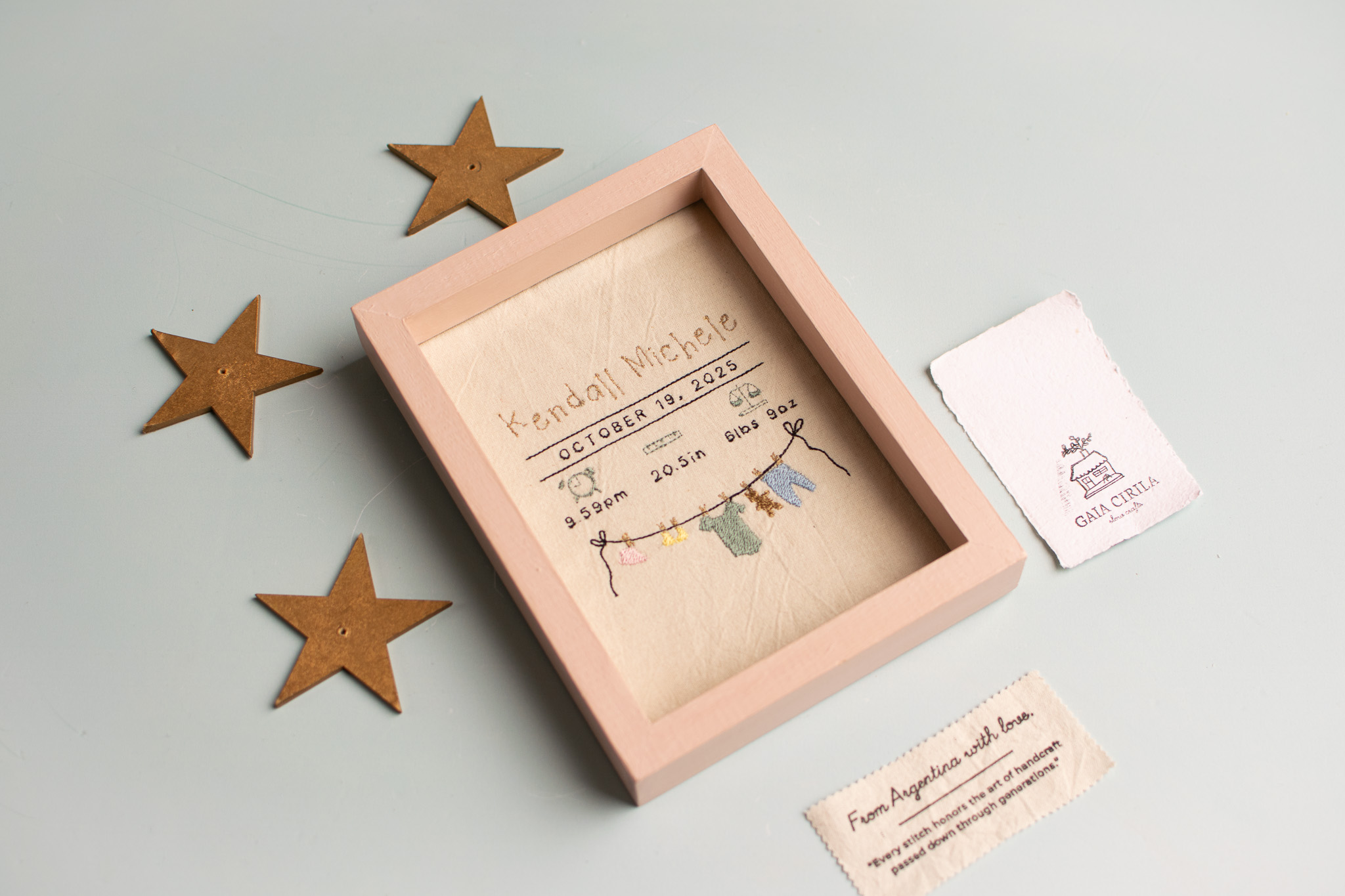 Handmade bride and groom chair signs on natural linen